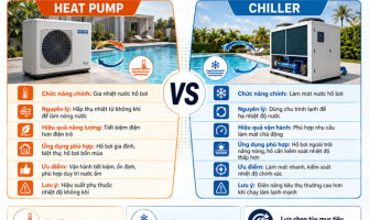 Heat Pump Hai Chiều Hay Chiller Hồ Bơi: Khác Biệt Công Suất Và Phạm Vi Ứng Dụng