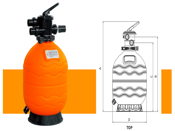 Sơ đồ kích thước bình lọc cát Glong PW-400 van đứng