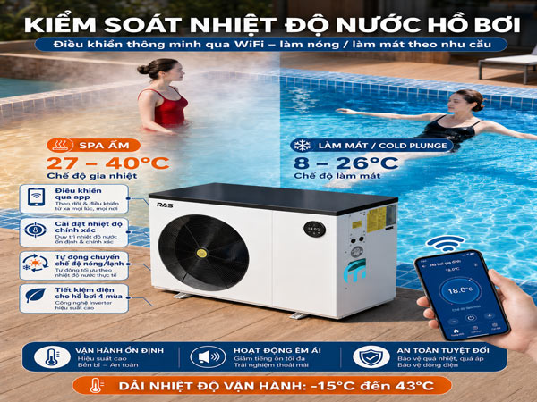 Kiểm soát nhiệt độ nước hồ bơi