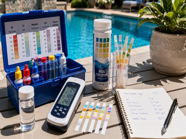 So sánh các loại test nước hồ bơi
